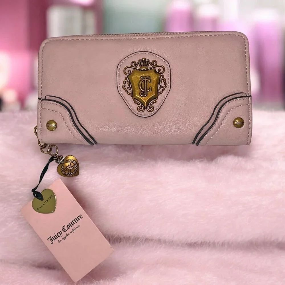 Juicy Couture Exclusive Romance Gusset Pink Dusty Blush Zip Around Wallet NWT